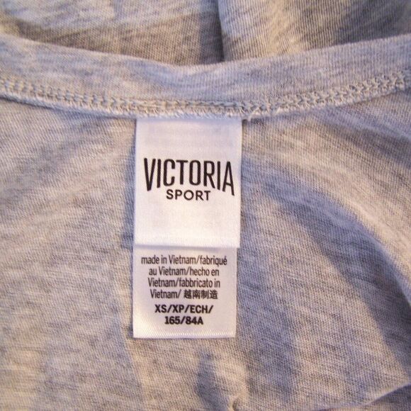 Victoria Sport Tee Shirt Top XS Strappy Low Cut Back Gray Short Sleeves Stretch - Picture 8 of 8